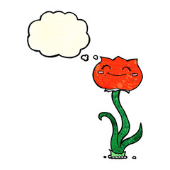 cartoon flower with thought bubble