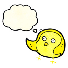 cartoon bird with thought bubble