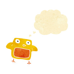 cartoon bird with thought bubble