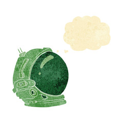 cartoon astronaut helmet with thought bubble