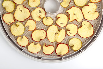 dried Apple slices on the tray dryers