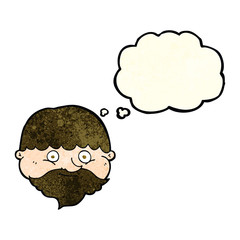 cartoon bearded man with thought bubble