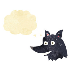 cartoon wolf head with thought bubble
