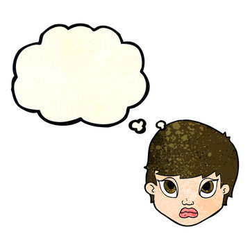 recommend clip art: cartoon sulking woman with thought bubble