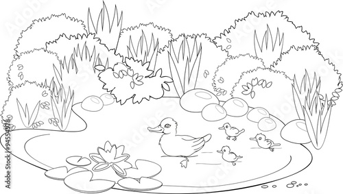 Download "Coloring duck pond" Stockfotos und lizenzfreie Vektoren ...