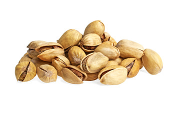 Obraz premium Pistachio nuts on a white background