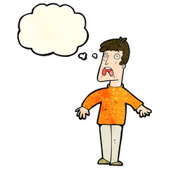 cartoon terrified man with thought bubble