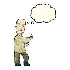 cartoon angry old man with thought bubble