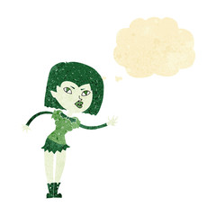 cartoon vampire girl with thought bubble