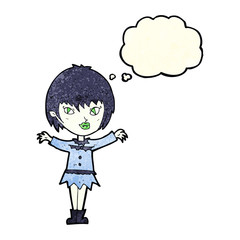 cartoon vampire girl with thought bubble