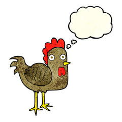 cartoon chicken with thought bubble