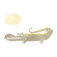 cartoon crocodile with thought bubble