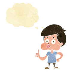 cartoon boy giving thumbs up with thought bubble
