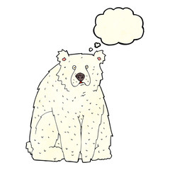 cartoon funny polar bear with thought bubble