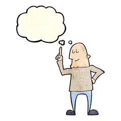 cartoon man pointing finger with thought bubble