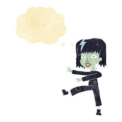 cartoon zombie girl with thought bubble