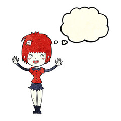 cartoon vampire girl with thought bubble