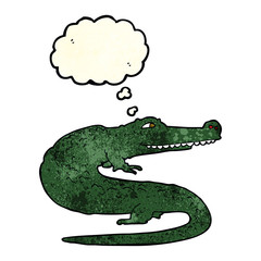 cartoon crocodile with thought bubble