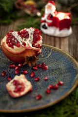 Pomegranate with Christmas decorations