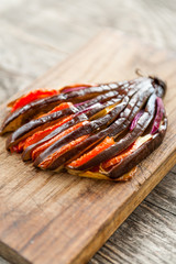 Baked eggplants with tomatoes and cheese