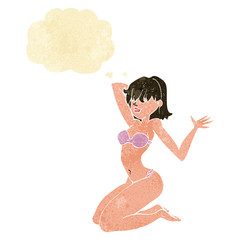 cartoon sexy bikini girl with thought bubble