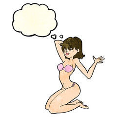 cartoon sexy bikini girl with thought bubble