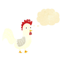 cartoon rooster with thought bubble