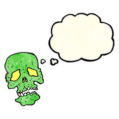 cartoon skull with thought bubble