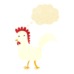 cartoon chicken with thought bubble