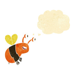 cartoon happy bee with thought bubble