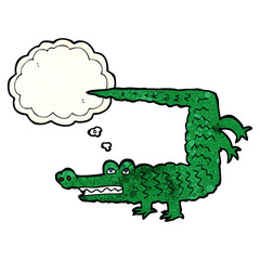 cartoon crocodile with thought bubble
