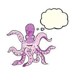 cartoon giant octopus with thought bubble