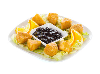 Fryed cheese in bread crumbs