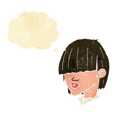 cartoon fashion haircut  with thought bubble