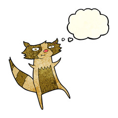 cartoon raccoon with thought bubble