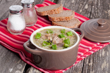 Mushroom cream soup in a bowl