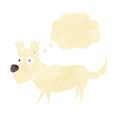 cartoon cute little dog with thought bubble