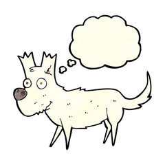 cartoon cute little dog with thought bubble