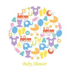 baby shower card. Baby icons