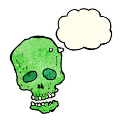 cartoon skull with thought bubble
