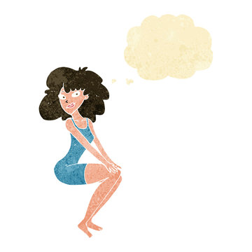 recommend clip art: cartoon sitting woman in dress with thought bubble