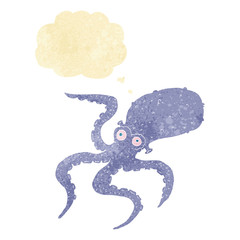 cartoon octopus with thought bubble