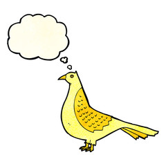 cartoon bird with thought bubble