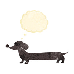 cartoon dachshund with thought bubble