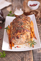 baked meat with herbs