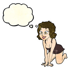 cartoon funny sexy woman with thought bubble