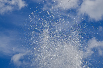 The spray of water