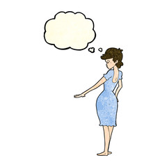 cartoon pretty woman looking at nails with thought bubble