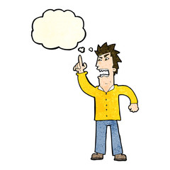 cartoon angry man making point with thought bubble