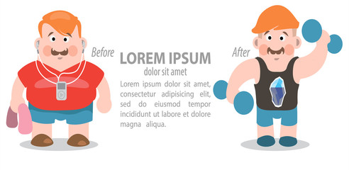 Infographic before after, gym, fitness, healthy lifestyle, sport, weight loss
